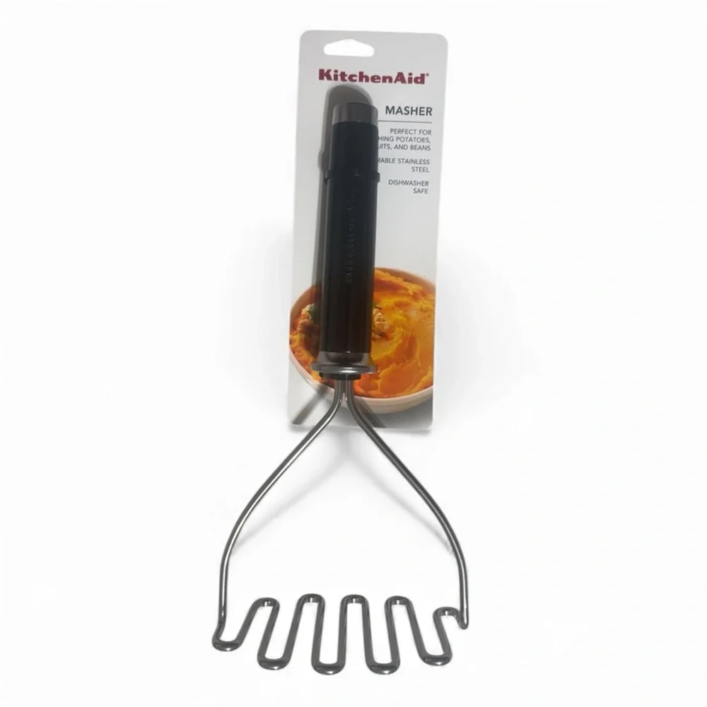 KitchenAid Gourmet Black and Stainless Steel Wire Masher, 10.24